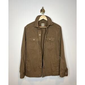 Oversized Barn Jacket Brown Button Front